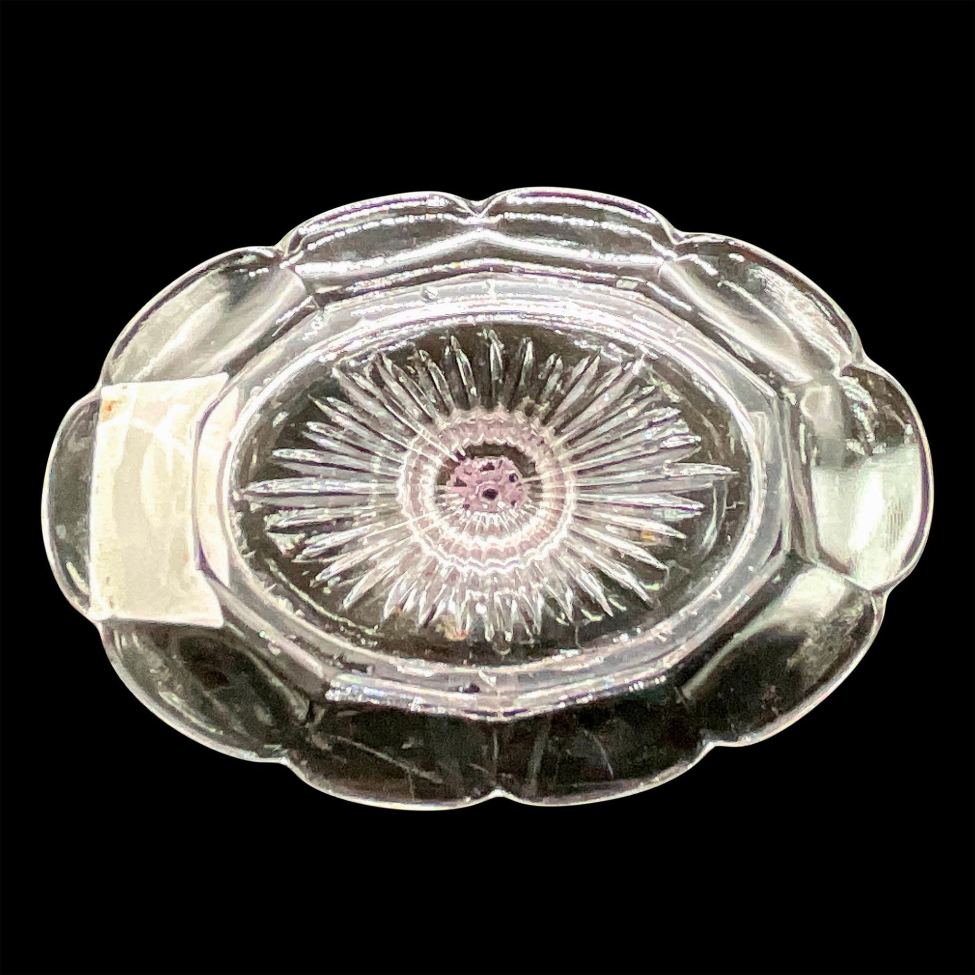 Early American Pattern Glass Ring Holder Dish, Oval Flower - Bild 3 aus 3