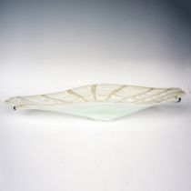 Large Glass Centerpiece Bowl, White and Gold