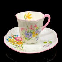 2pc Shelley England Demitasse Cup and Saucer, Wild Flowers