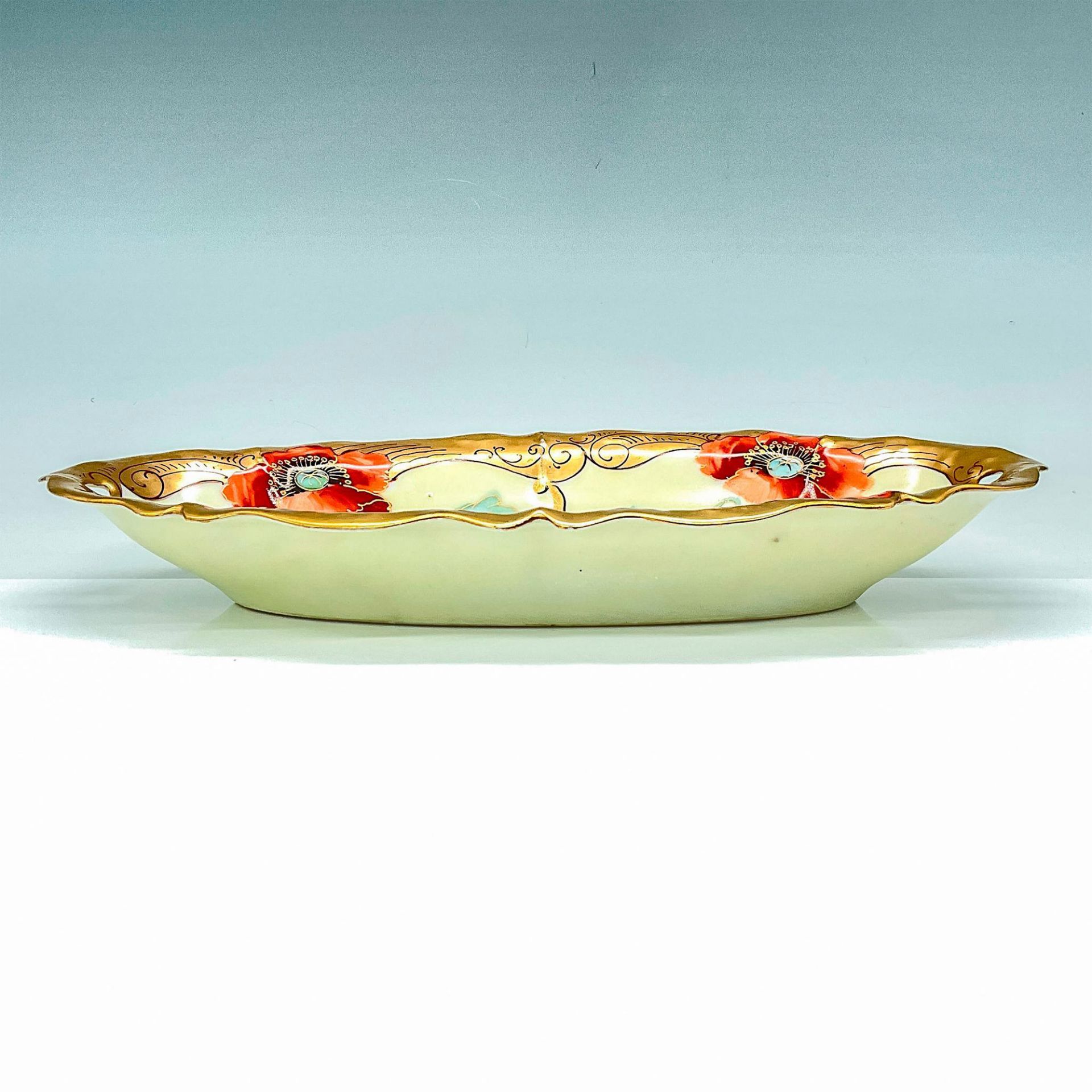 Picard Porcelain Elongated Bowl, Gold with Poppies - Image 2 of 3