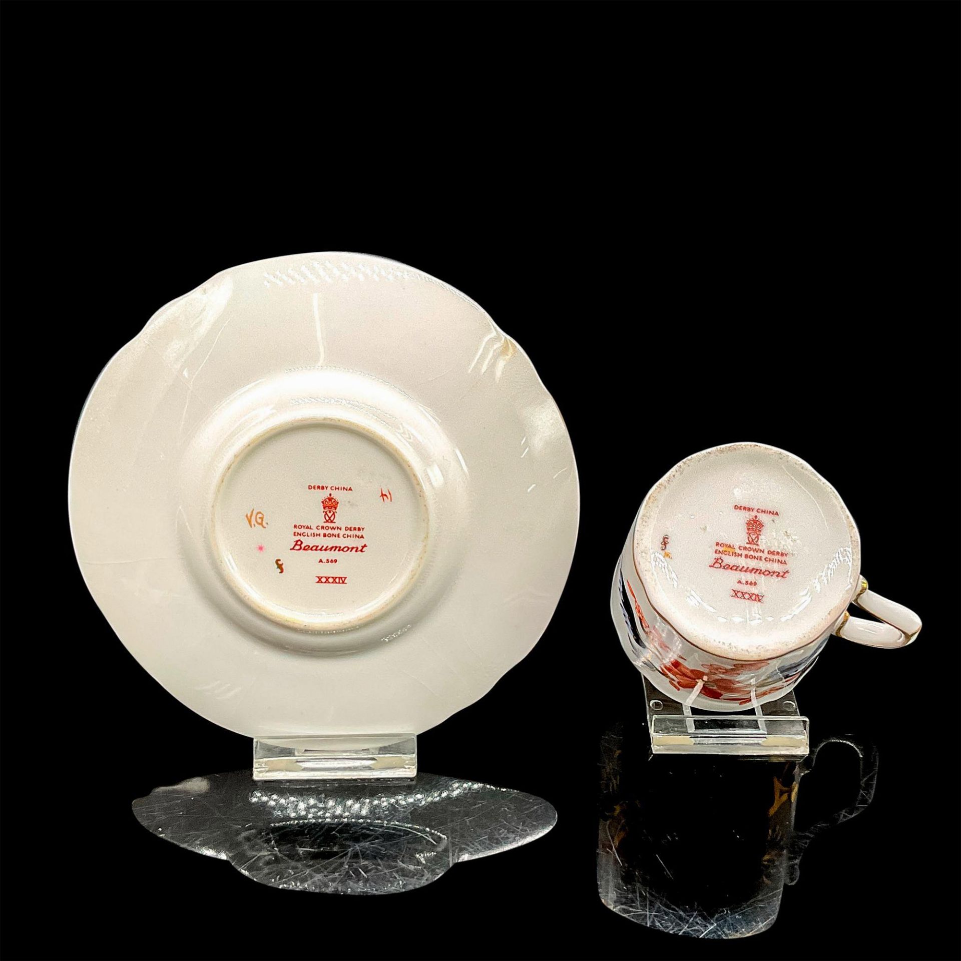 2pc Royal Crown Derby Demitasse Cup and Saucer, Beaumont - Image 3 of 3