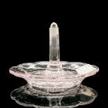 Early American Pattern Glass Ring Holder Dish, Oval Flower