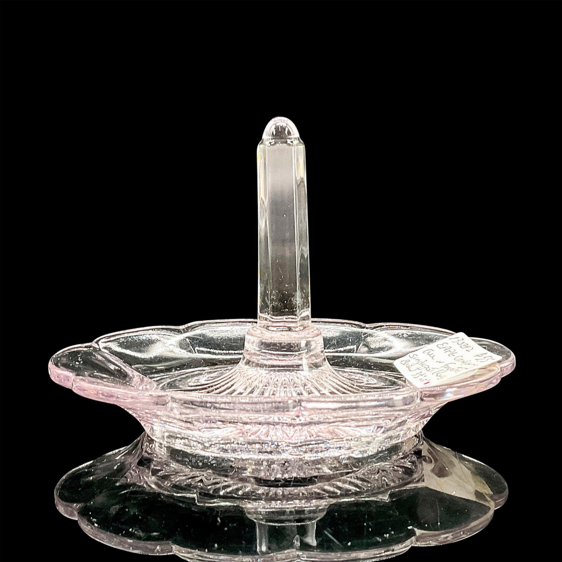 Early American Pattern Glass Ring Holder Dish, Oval Flower