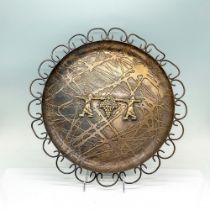 Vintage Israeli Brass Wall Hanging Plate