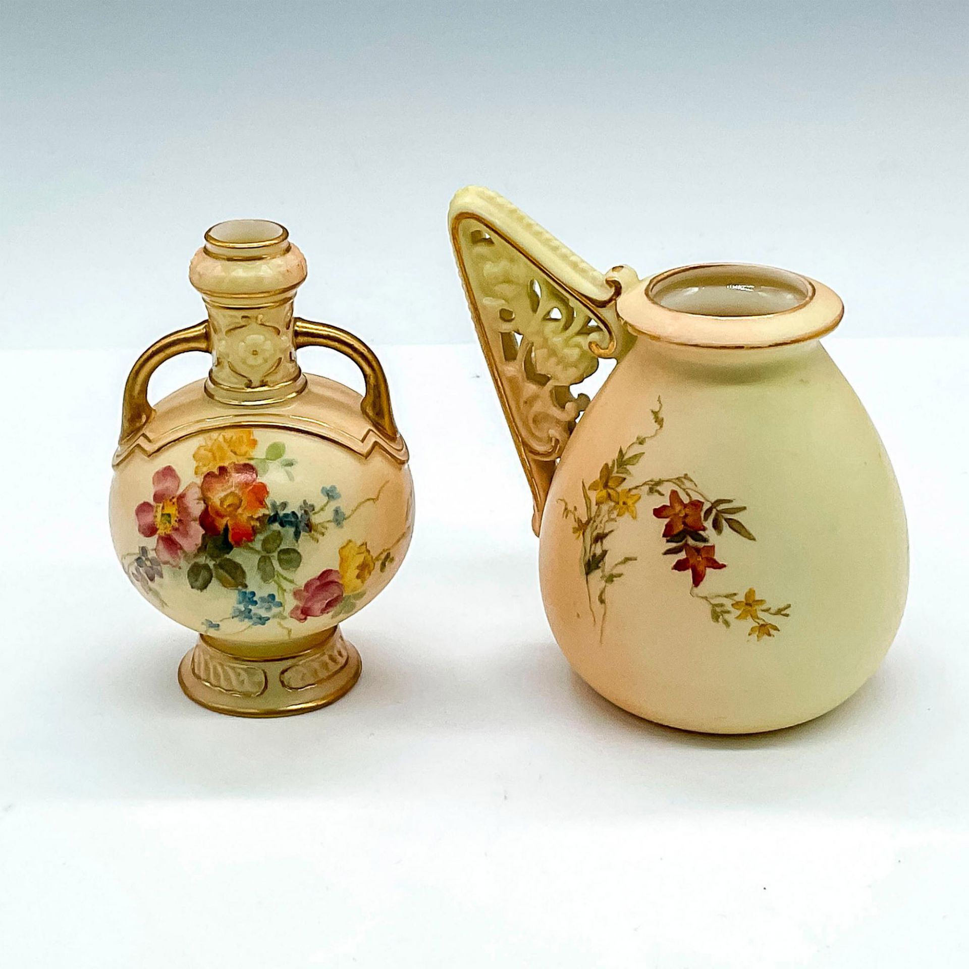 2pc Royal Worcester Mini Vases, Flowers - Bild 2 aus 3
