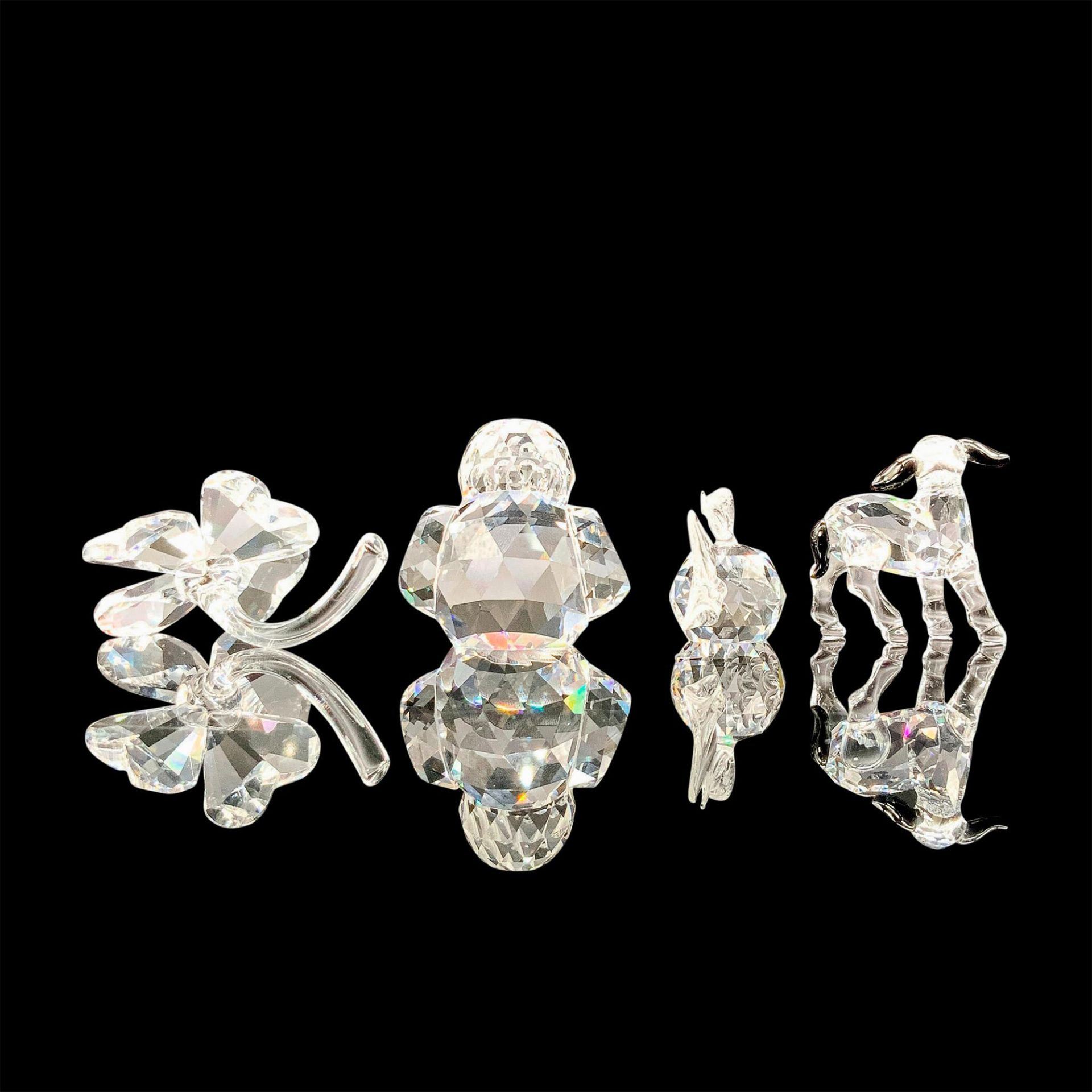 4pc Crystal Figure Set, Owl, Lamb, Blowfish and Shamrock - Image 2 of 3