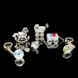 8pc Vintage Swarovski Crystal Mini Figurines and Key Chains