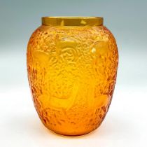 Lalique Crystal Amber Vase, Biches Deer