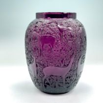 Lalique Crystal Violet Vase, Biches Deer