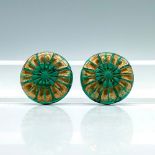 2pc Signed Rene Lalique Art Nouveau Glass Beads, Fleurs