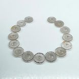 15pc Rene Lalique Glass Disk Beads
