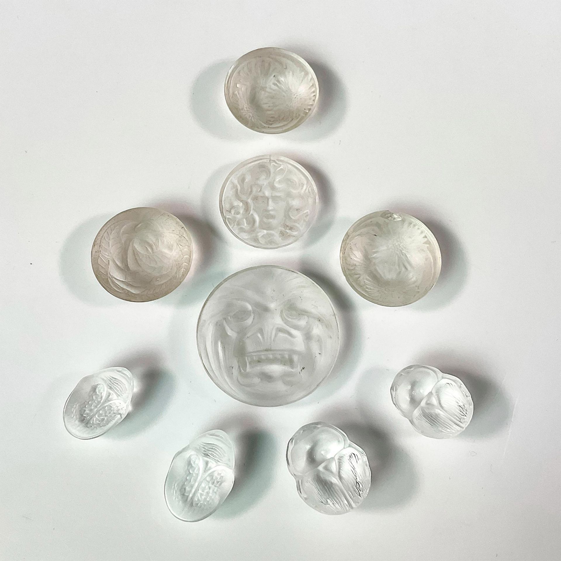 9pc Rene Lalique Assorted Art Nouveau Glass Cabochons - Bild 2 aus 4