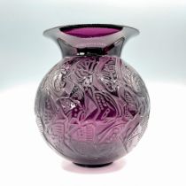 Lalique Purple Crystal Vase, Nymphale