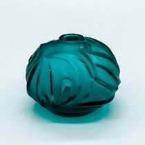Lalique Crystal Small Dark Cyan Bud Vase
