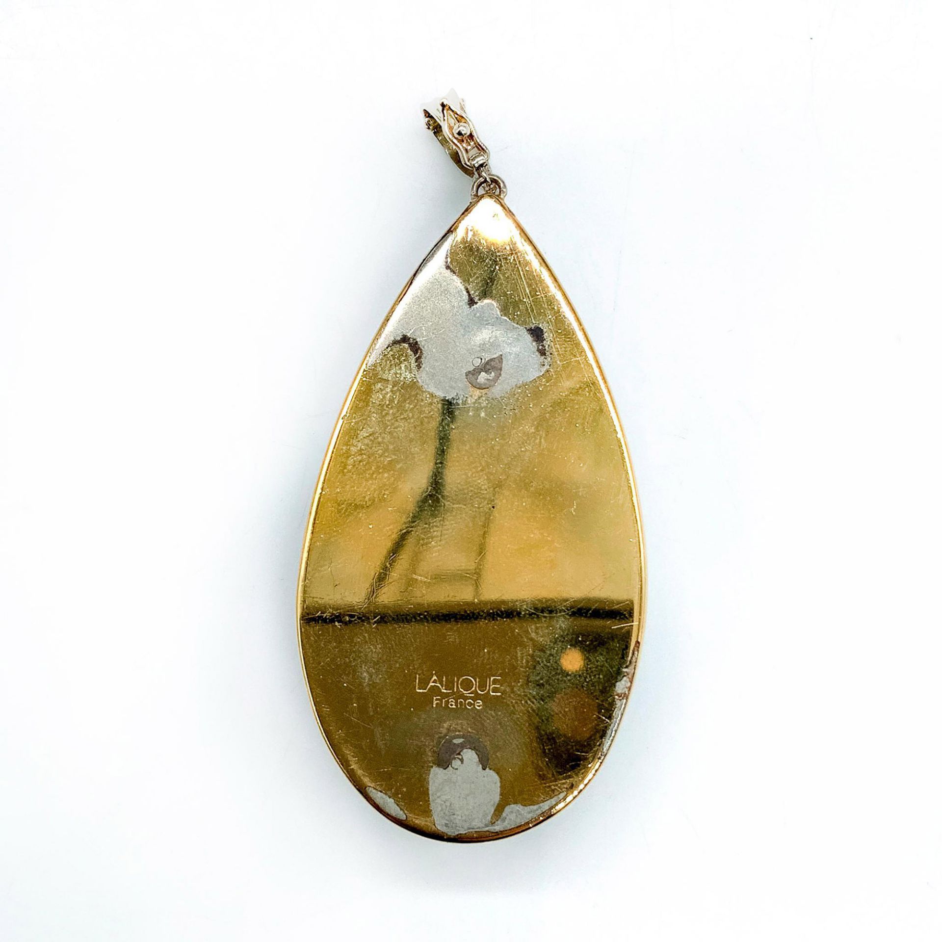 Lalique Crystal Heliconia Clear Silver Leaf Pendant - Image 2 of 2