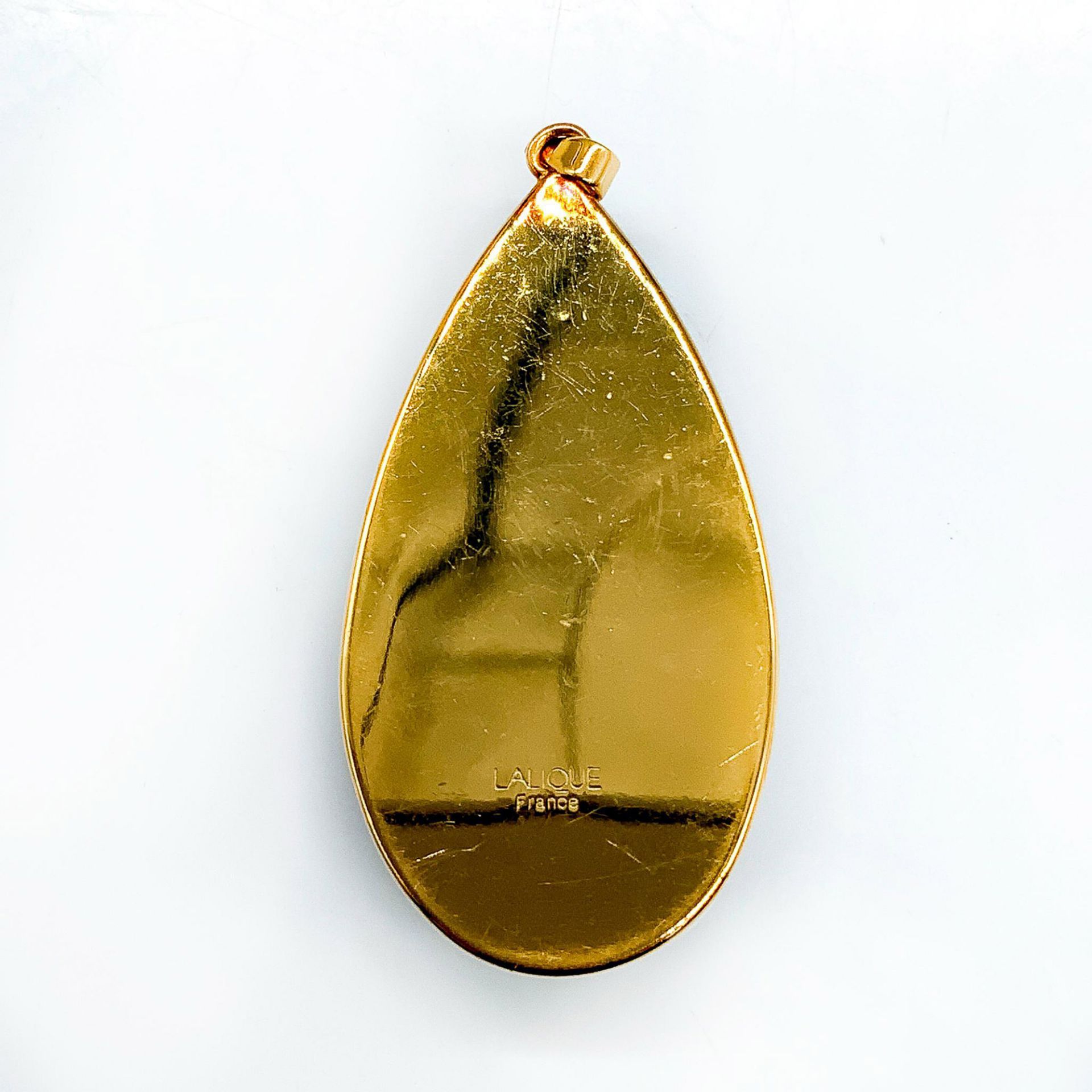 Lalique Crystal Heliconia Brown Leaf Pendant - Image 2 of 2