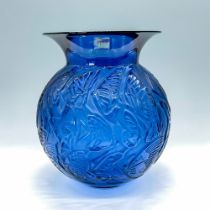 Lalique Blue Crystal Vase, Nymphale