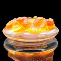 Lalique Crystal Bowl, Amber Snakes