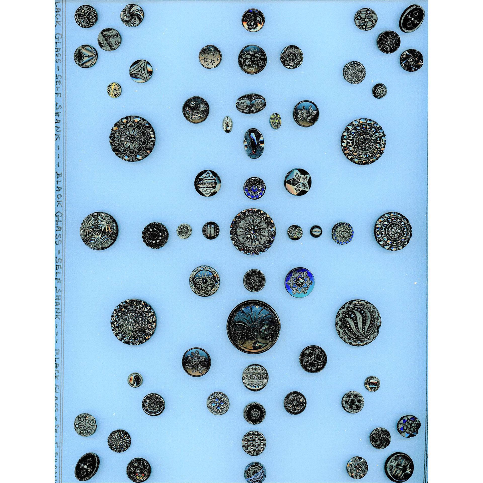 3 Cards of Assorted Div 1 & 3 Black Glass Buttons - Bild 3 aus 3