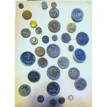 A Card of Division One Assorted Metal Pictiure Buttons