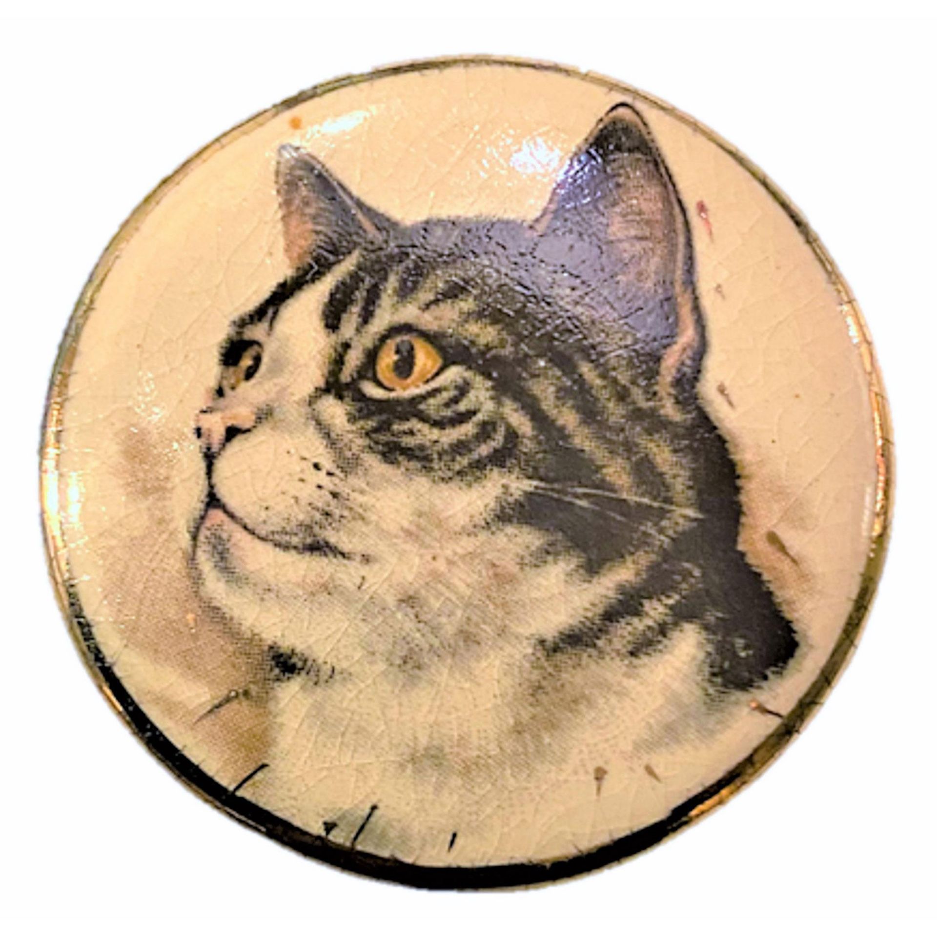 A Division Three Satsuma Pottery Cat Button