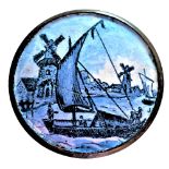 A Division 1 Hand Painted Enamel Windmill Scene Button