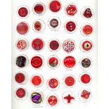 2 Cards of Division Three Assorted Red Glass Buttons