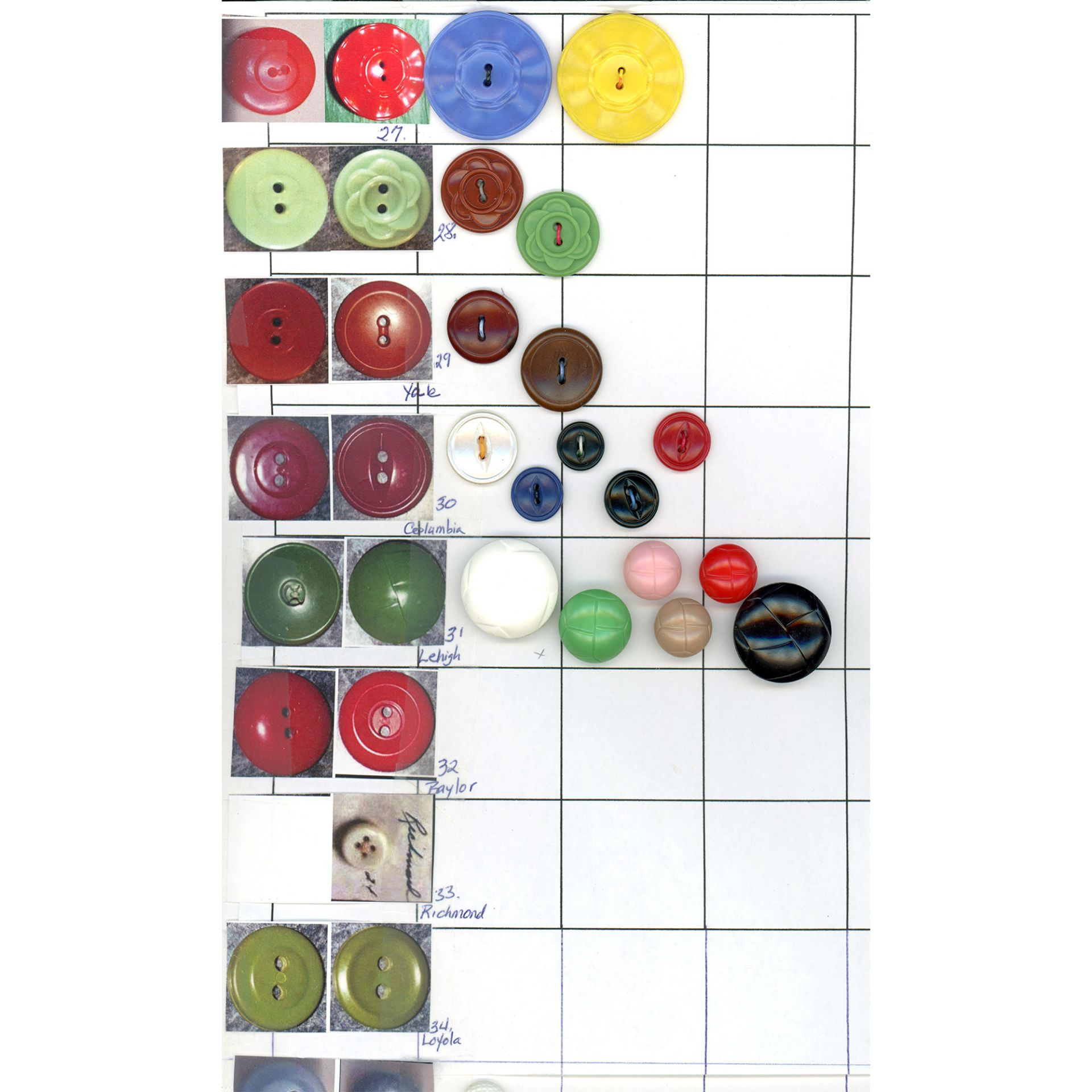 10 Cards of Division Three Colorful Plastic Buttons - Image 2 of 10