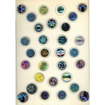 2 Cards of Division 1 & 3 Assorted Glass Buttons