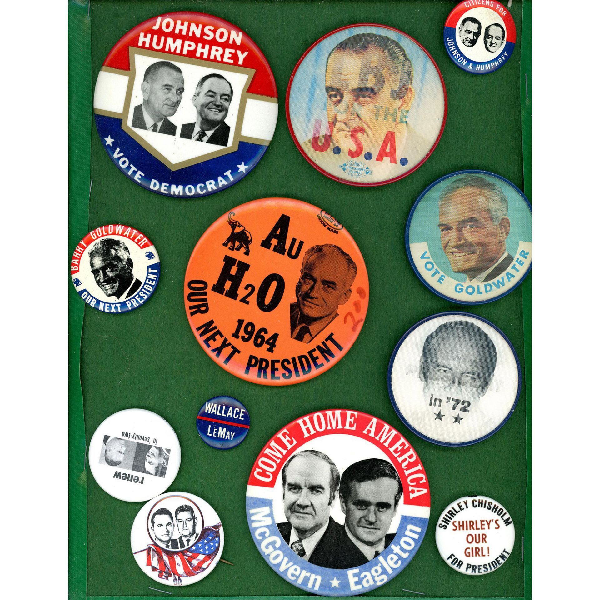 A Card of 20Th Century Political Pin Back Buttons