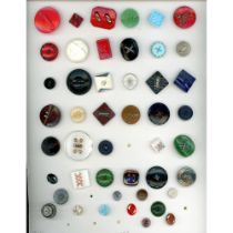 3 Cards of Assorted Division Three Glass Buttons