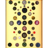 2 Cards of Assorted Div 1 & 3 Black Glass Buttons