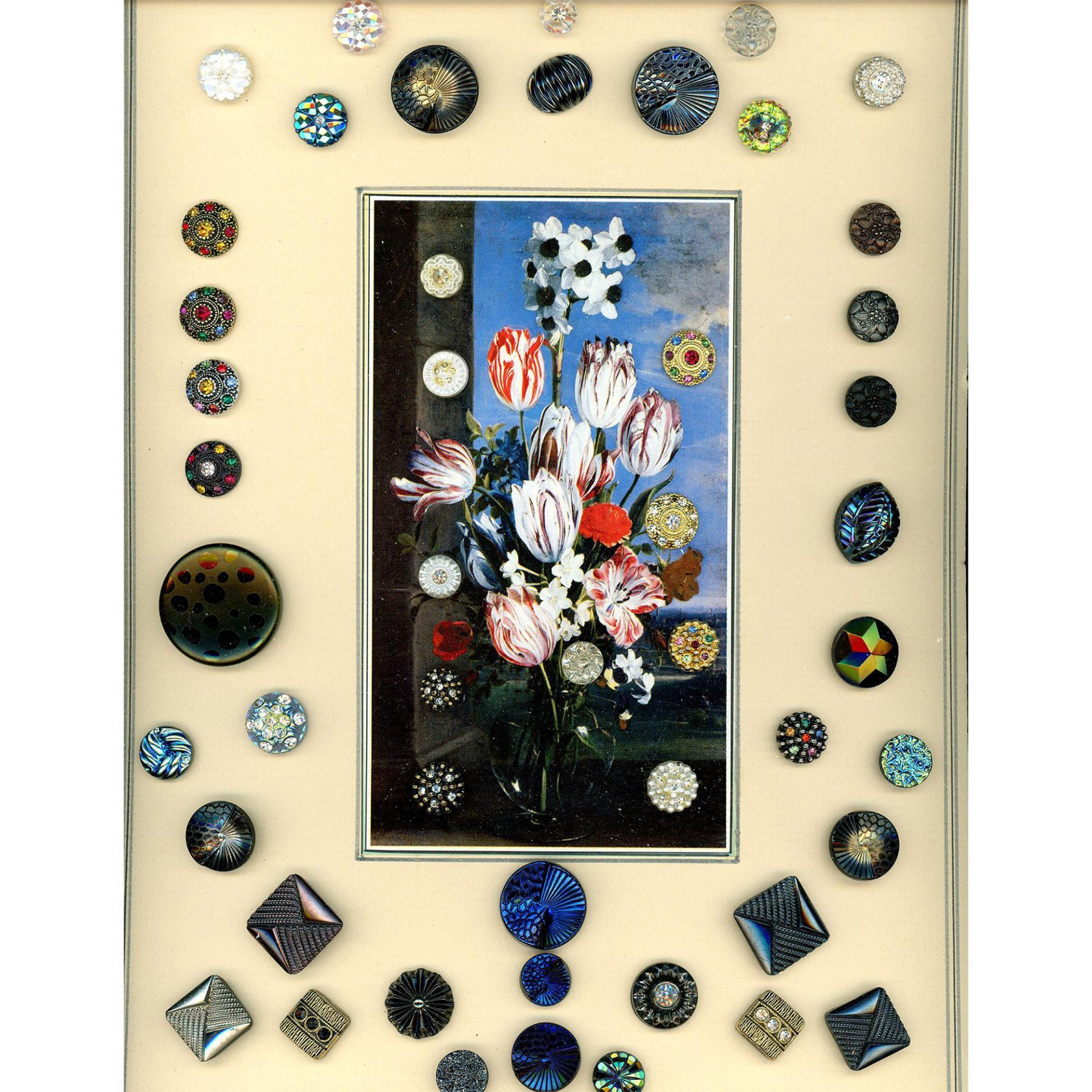 3 Cards of Assorted Div 1 & 3 Black Glass Buttons - Bild 2 aus 3