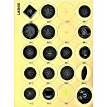 A Card of Division One Assorted Black Glass Buttons