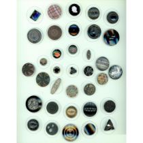 A Card of Division 1 & 3 Assorted Black Glass Buttons