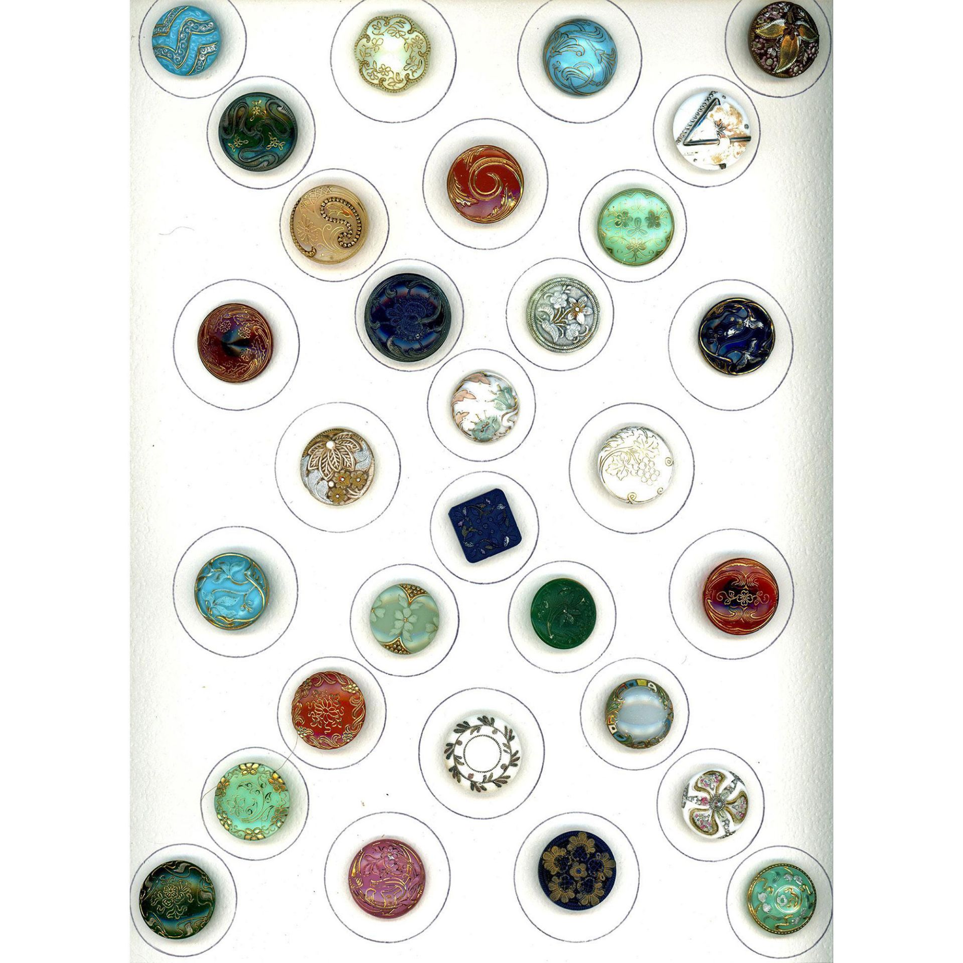 A Full Card of Victorian Glass Buttons