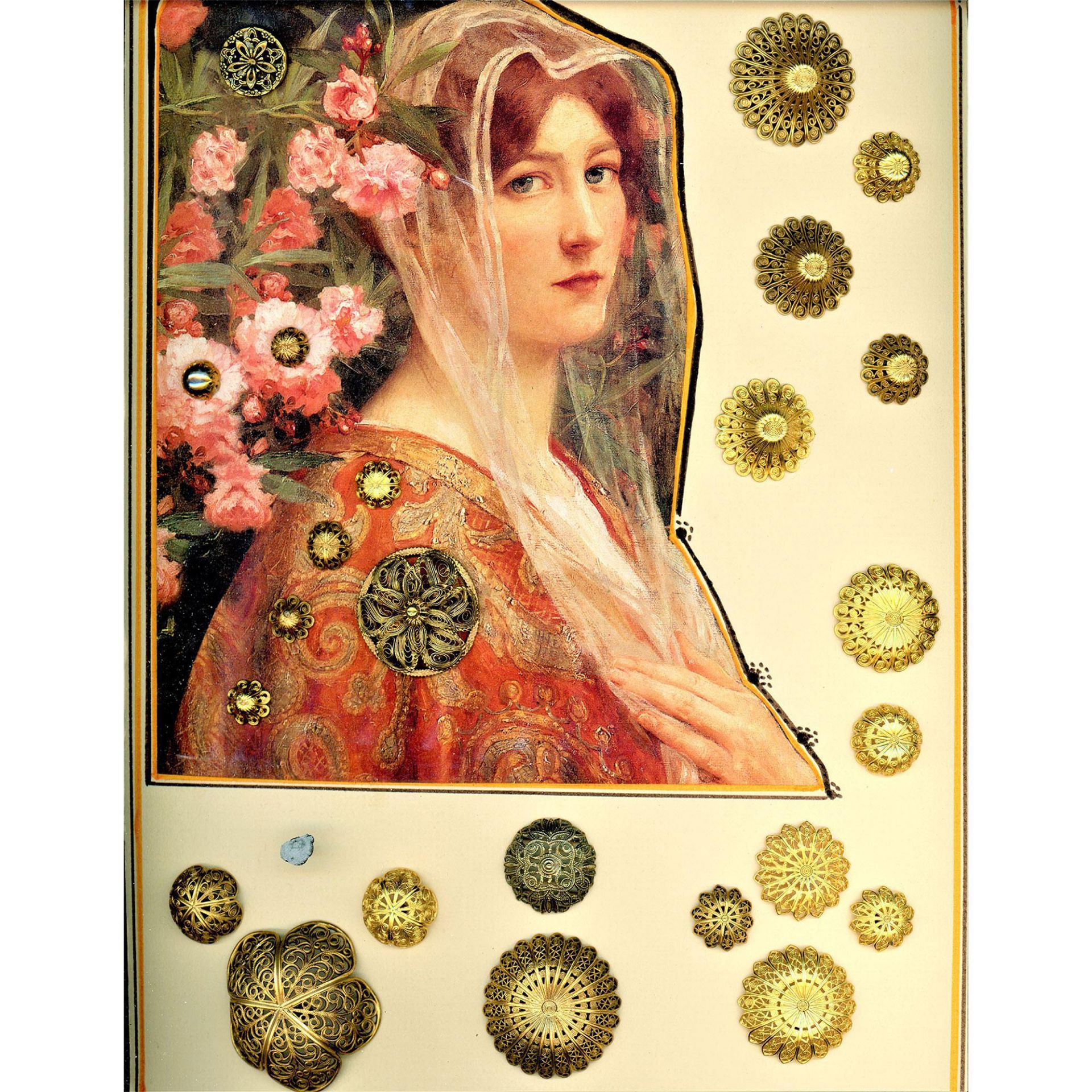 A Card of Division One Gilded Metal Buttons