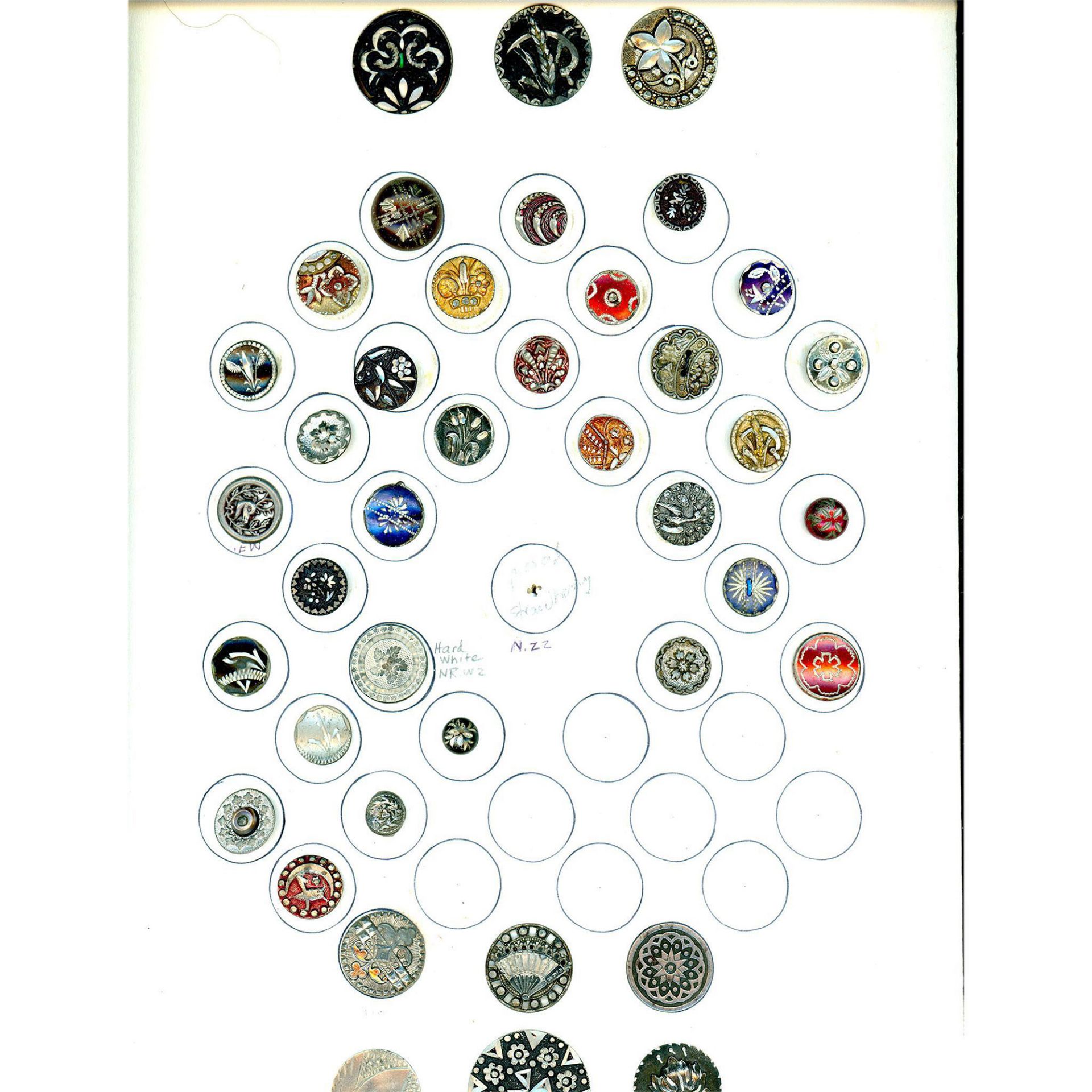 A Card of Division One Pewter Buttons