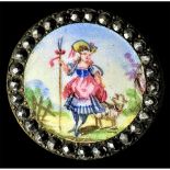 A Division One Pictorial Polychrome Enamel Button