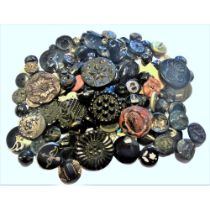 A Heavy Bag Lot of Assorted Black Glass Buttons