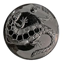 A DIVISION ONE SCARCE BLACK GLASS PICTORIAL BUTTON