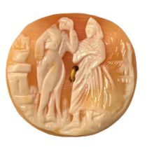A Division One Cameo Carved Shell Button