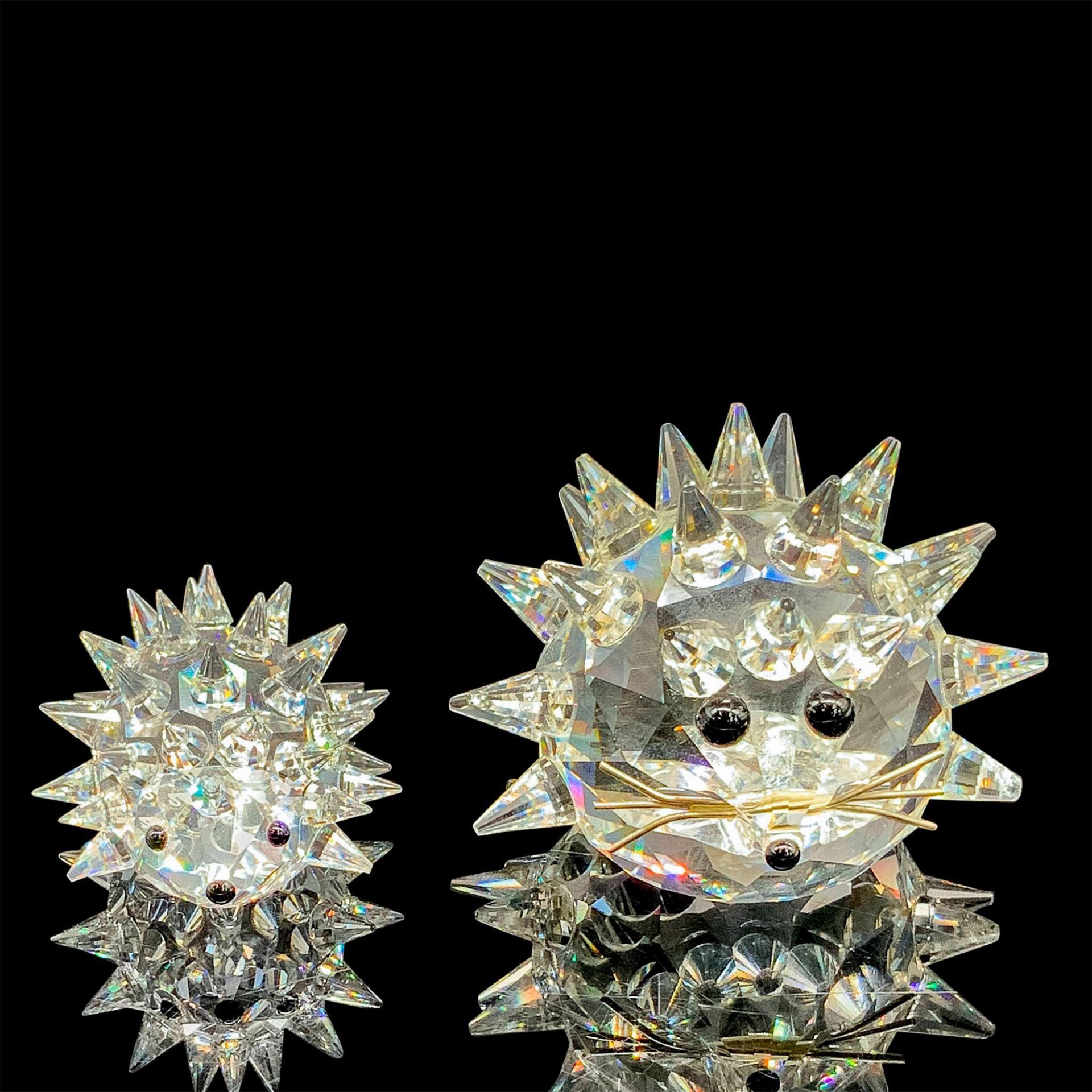 2pc Swarovski Crystal Figurines, Hedgehogs