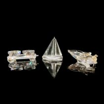 3pc Crystal Figurines, Sailboat, Motorboat, Asfour Train Car