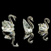 3pc Crystal Swan Figurines