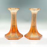 2pc Vintage Lustreware Glass Candlesticks