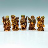 5pc Netsuke Style Figures, Seven Lucky Japanese Gods