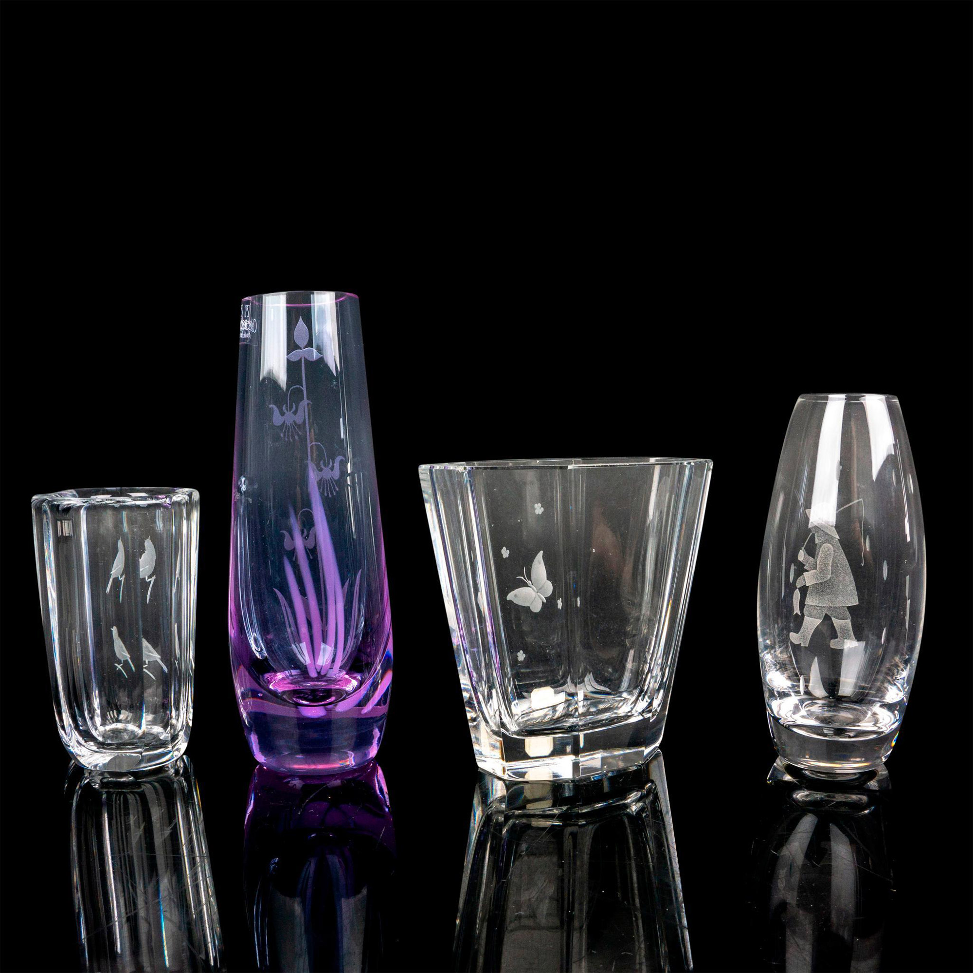 4pc Crystal Glass Vase Grouping - Bild 2 aus 3