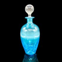 Mid-century Blue Pinched Glass Decanter with Stopper