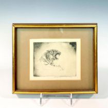 George G. Freisinger Ink Etching of Tiger, Signed